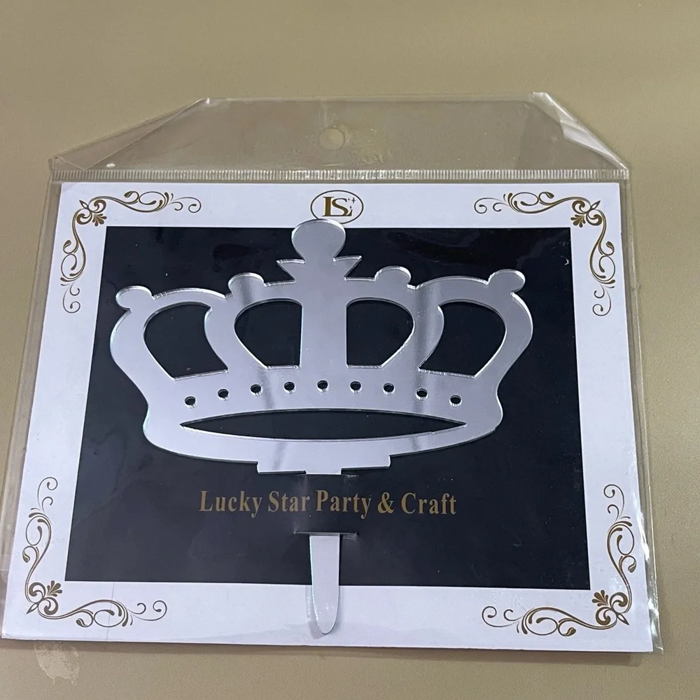 NWT Royal Crown Mirrored Acrylic Cake Topper